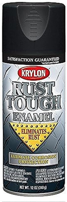 Duplicolor RTA9218 Krylon Rust Tough Enamel Paint, Flat Black, 12 Oz Can, One Coat Coverage, Low Odor