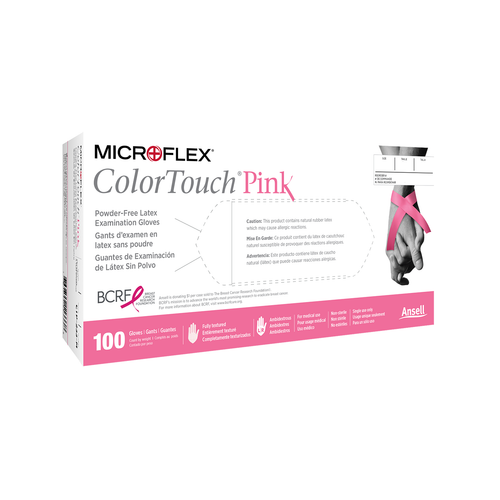 Microflex ColorTouch Latex Exam Gloves Powder-Free Pink Medium Size (CTP-233M)