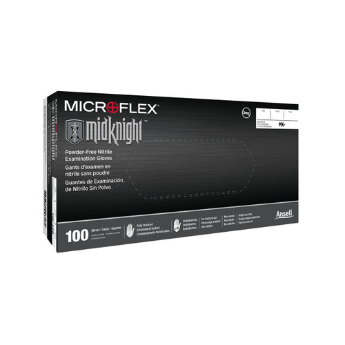 Guantes de nitrilo negro Microflex mk-296m midknight - medianos
