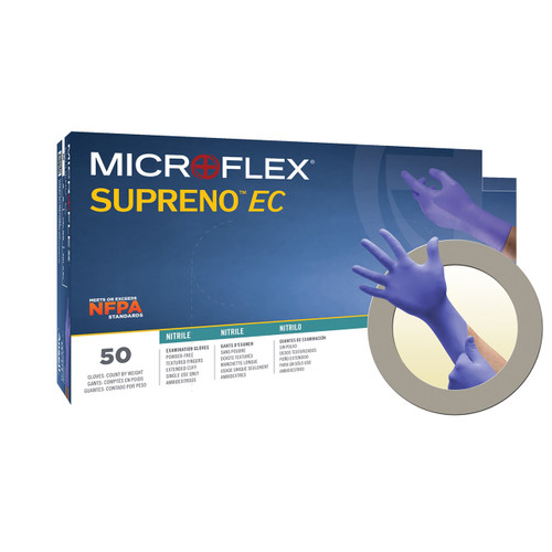 Microflex SEC-375L Supreno EC Powder Free Nitrile Gloves - Large