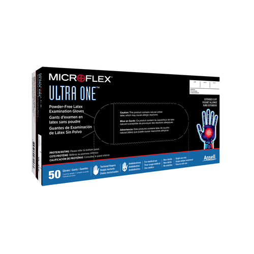 Microflex Ultra One Large Latex Gloves With Extended Cuff Powder-Free (UL315L)
