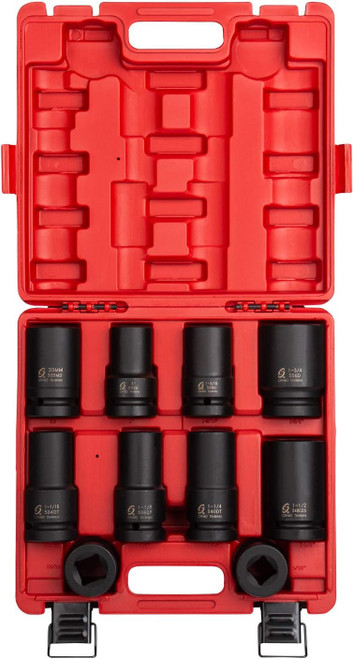 Sunex 5690A 1" Dr. 10 Pc. SAE & Metric Heavy Duty Wheel Impact Socket Set