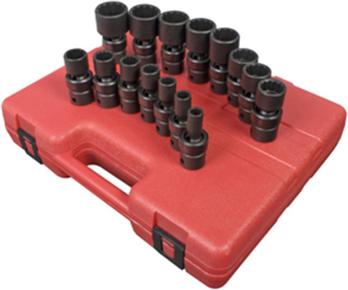Sunex 2856 1/2" Dr. 12 Pt. 15 Pc. SAE Universal Impact Socket Set