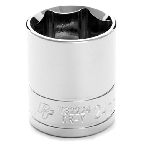 Performance Tool W32224 Chrome Socket, 1/2" Drive, 24mm, 6 Point, Shallow