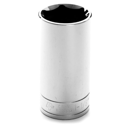 Performance Tool W32336 Chrome Socket, 1/2" Drive, 1-1/8", 6 Point, Deep
