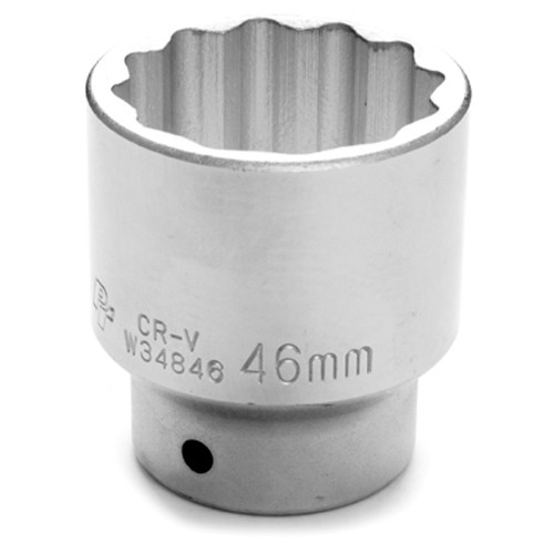 Performance Tool W34846 Chrome Socket, 3/4 Drive, 46mm, 12 Point, Shallow