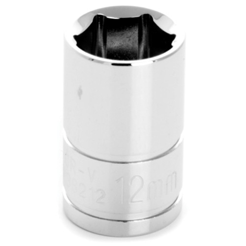 Performance Tool W38212 Chrome Socket, 3/8" Drive, 12mm, 6 Point, Shallow