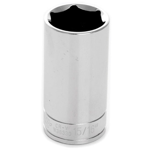 Performance Tool W38330 Chrome Socket, 3/8" Drive, 15/16", 6 Point, Deep