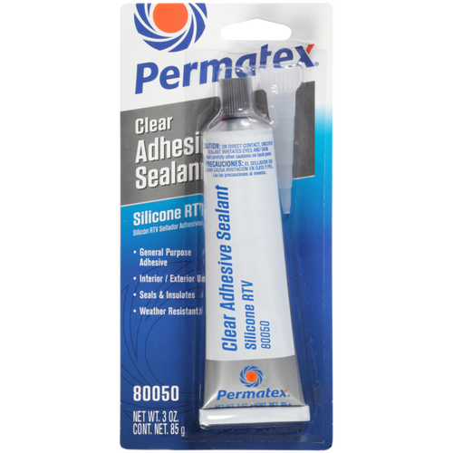 Permatex Clear RTV Silicone Adhesive Sealant General-Purpose 3 oz (80050)