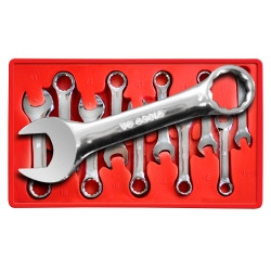 V8 Tools 8910 Stubby Combination Wrench Set, 10 Piece, 10Mm To 19Mm, Fully Polished, In Plastic Tray