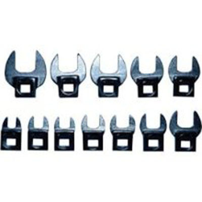 V8 Tools 7412 Crowfoot Wrench Set, 12 Piece, 3/8" Drive, 8Mm To 19Mm, Open End Style, Thin Jaws, Fully Polished