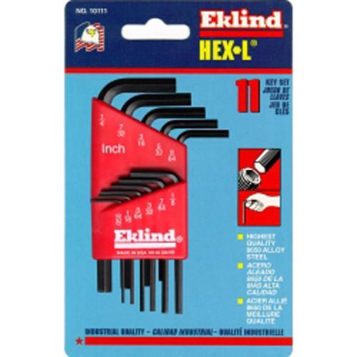 Eklind כלי עבודה 10111 11 חלקים sae קצר משושה hex-l סט מפתחות משושה