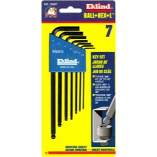 Eklind Tool Company 13607 7 Piece Metric Long Ball End Hex-L Hex Key Set