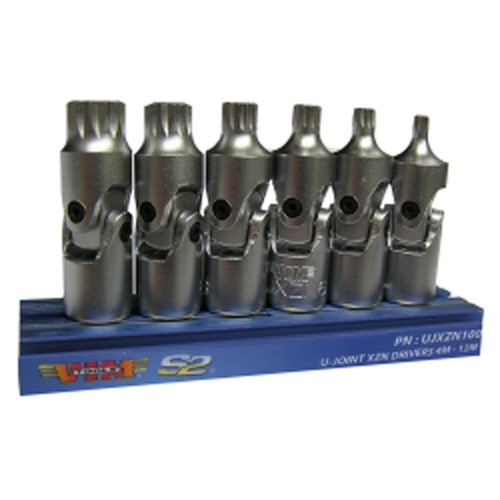 Vim Products UJXZN100 6 PIece 1/4" Drive Universal Joint XZN Triple Square Driver Set