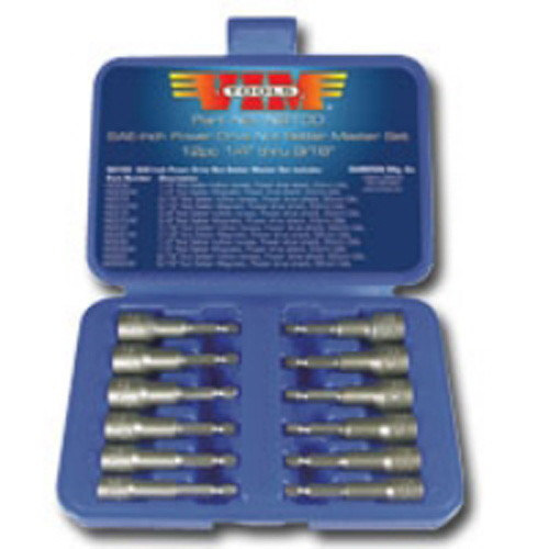 Vim Products NS100-03 12 Piece SAE Power Drive Nut Setter Set with Magnetic and Hollow Point Drivers