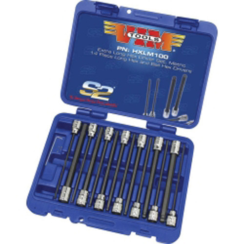 Vim Products HXL100 14 Piece 3/8" Square Drive SAE Extra Long Hex and Ball Hex Driver Set