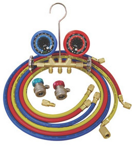 ATD Tools 3694 Deluxe Dual Brass A/C Manifold Gauge Set