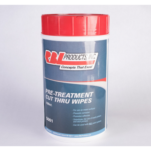 RBL Products 5001 9" X 9" Pre-Treatment Cut Thru Wipes- Canister Of 100