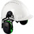Vista lateral dos protetores auriculares CapMount 3M X1P3E anexados ao capacete