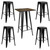 AmeriHome Loft Glossy Black Pub Set with Wood Top Table (BSSET35)