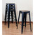 AmeriHome BS030BWTSET Loft Black Metal Bar Stool with Wood Seat- 4 Piece