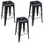AmeriHome BS030B3PK Loft Black Metal Bar Stool - 3 Piece