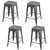 AmeriHome BS24BWTSET Black 24 in. Metal Bar Stool with Wood Seat- 4 Piece