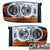 Detailed view of Oracle Lighting Dodge Ram Pre-Assembled Headlights, Close-up of Oracle Lighting Dodge Ram Pre-Assembled Headlights, Oracle Lighting Dodge Ram Pre-Assembled Headlights in white background, Back view of Oracle Lighting Dodge Ram Pre-Assembled Headlights,