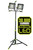 PowerSmith 50 ft Construction String Lights in white background with a label, Lumen label, Adjusting Stopper, Sample lighting of PowerSmith 50 ft Construction String Lights on the outside, Sample lighting at night, Warranty tag, PowerSmith logo