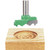 Grizzly Industrial 2-1/8" Diameter Carbide-Tipped Rosette Cutter in white background, Cut Sample of 2-1/8" Diameter Rosette Cutter