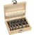 Grizzly Industrial Deep Plug Cutter 6 Pc. Set in a wooden case, Close up view of Grizzly Industrial Deep Plug Cutter