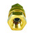 A brass threaded nut on a white background, featuring a 3/8" Quick Disconnect Plug and 3/8" Male Pipe Thread Adapter.