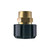 Brass threaded fitting on a white background, showcasing a Blushield 3/8" female pipe thread to female metric adapter.