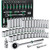 SK Tools Socket Set - Chrome, Standard & Deep, Sae & Metric, 6 Point, 1/2" Drive, 52 Piece (SK01314-216P)