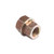 An aluminum threaded nut resting on a clean white background, showcasing its metallic texture and design.