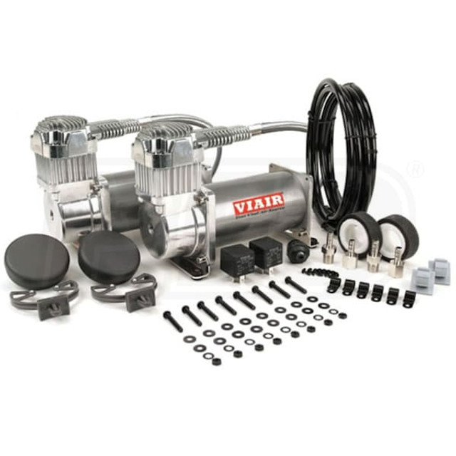 VIAIR 38002 dubbele tinnen 380c luchtcompressor waardepakket (200 psi, 380c/2, 165/200 p. schakelaar)