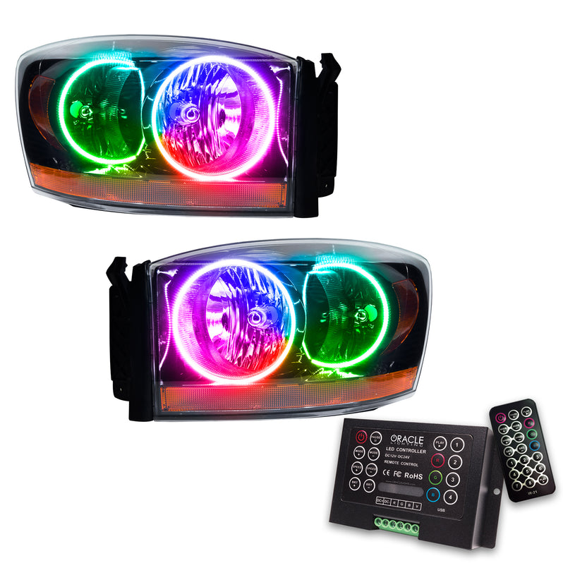 Oracle Lighting 2006 Dodge Ram Pre-Assembled LED Halo Headlights - (Black Housing) (7033-001, 7033-330, 7033-333, 7033-334, 7033-335, 7033-504) (213598)