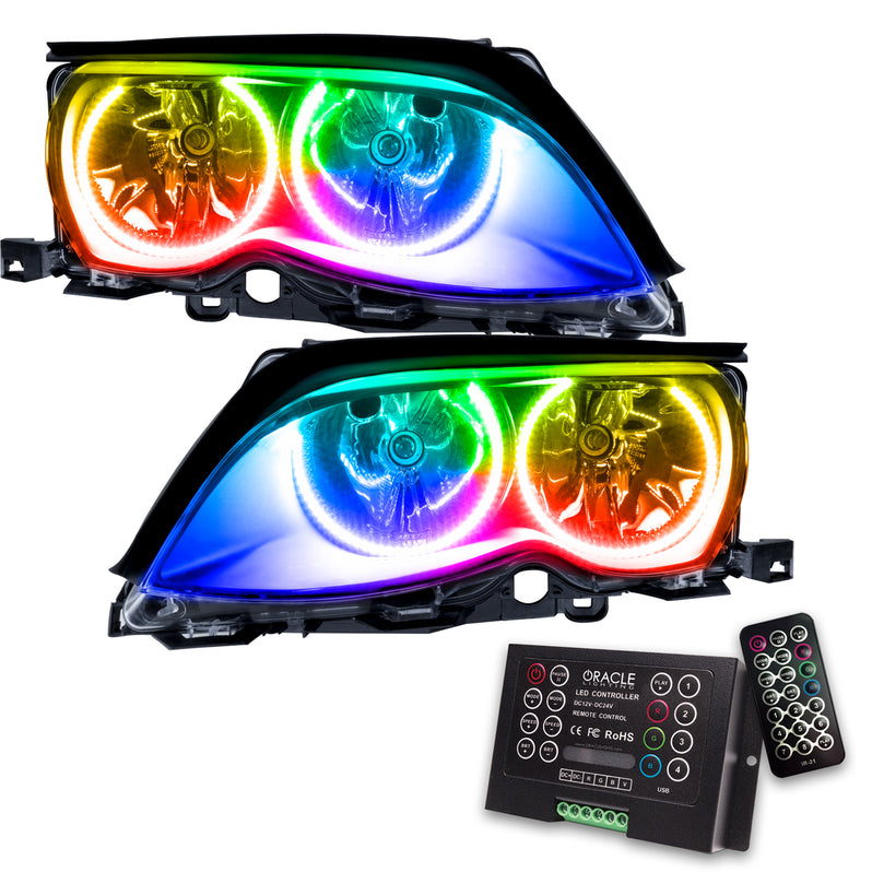 Oracle Lighting 2002-2005 BMW 3 Series Pre-Assembled LED Halo Headlights - (Black Housing) (7104-001, 7104-002, 7104-007, 7104-330, 7104-333, 7104-334, 7104-335, 7104-504) (213963)