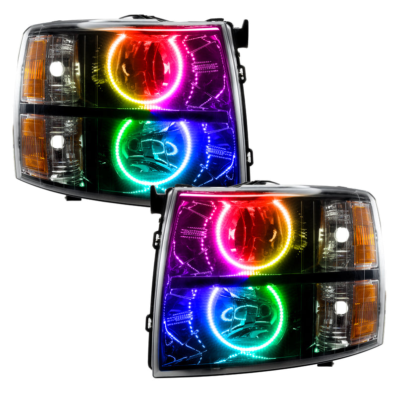 Oracle Lighting 2007-2013 Chevrolet Silverado Pre-Assembled LED Halo Headlights with Round Style Halos - (Black Housing) (7105-001, 7105-002, 7105-003, 7105-004, 7105-007, 7105-330, 7105-333, 7105-334, 7105-335, 7105-504) (213975)
