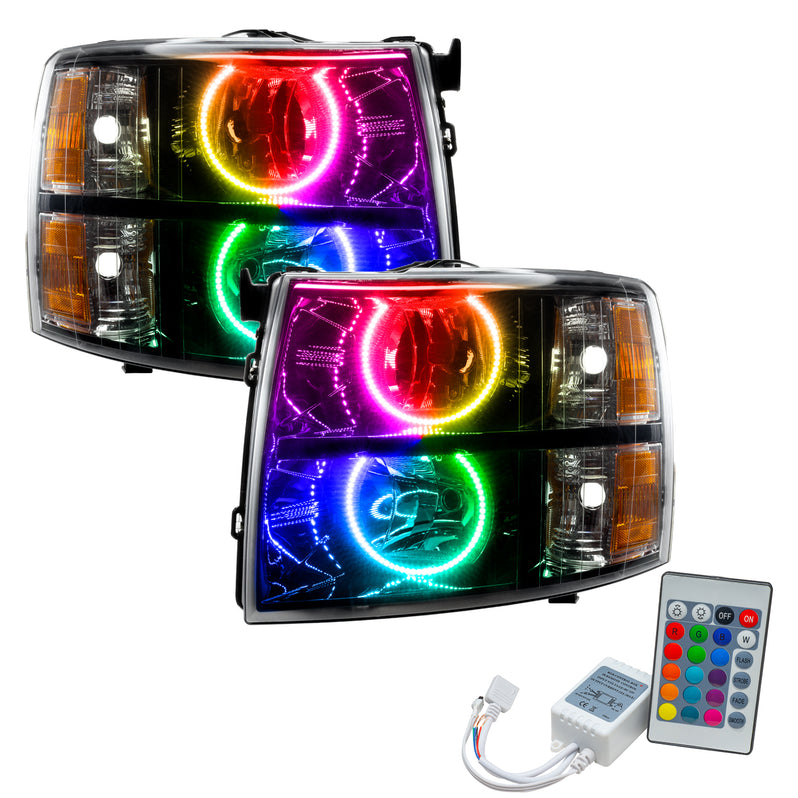 Oracle Lighting 2007-2013 Chevrolet Silverado Pre-Assembled LED Halo Headlights with Round Style Halos - (Black Housing) (7105-001, 7105-002, 7105-003, 7105-004, 7105-007, 7105-330, 7105-333, 7105-334, 7105-335, 7105-504) (213977)