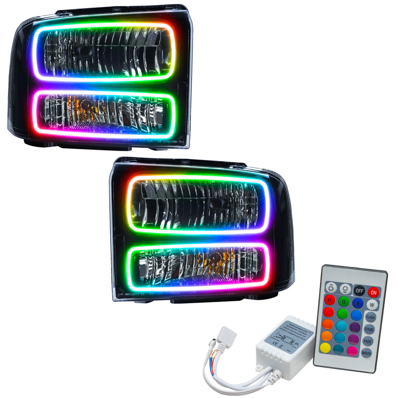 Oracle Lighting 2005 Ford Excursion Pre-Assembled LED Halo Headlights - (Black Housing) (7147-001, 7147-330, 7147-333, 7147-334, 7147-335, 7147-504) (214095)