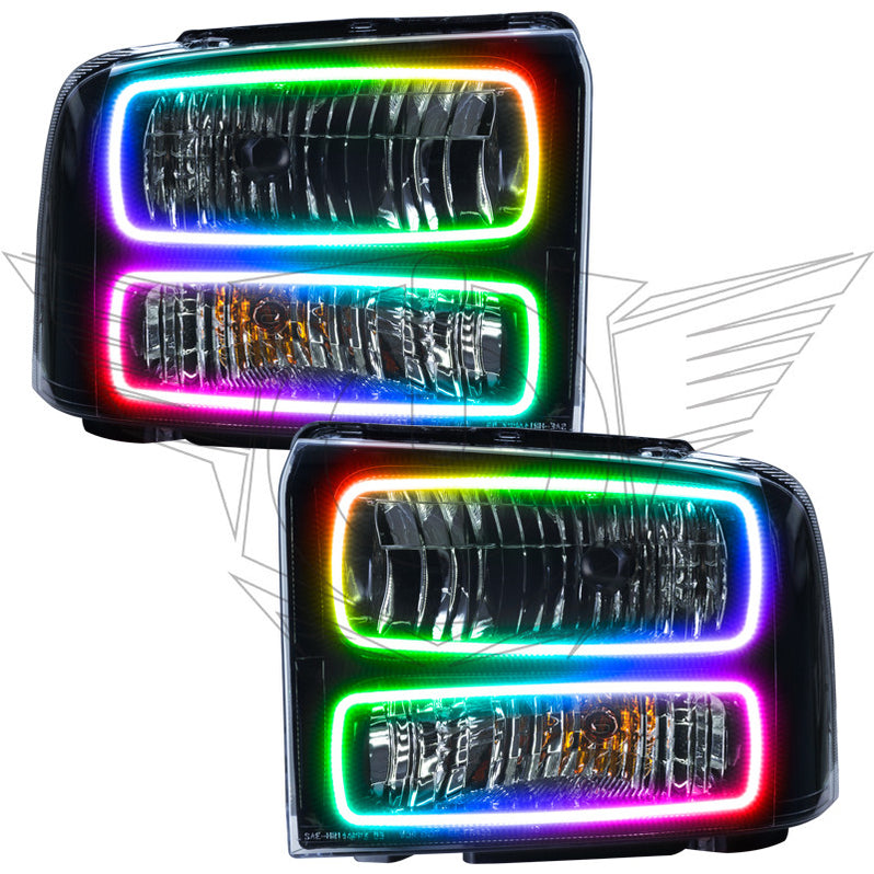 Oracle Lighting 2005-2007 Ford F-250/350 Superduty Pre-Assembled LED Halo Headlights - (Black Housing) (7161-001, 7161-330, 7161-333, 7161-334, 7161-335, 7161-504) (214171)
