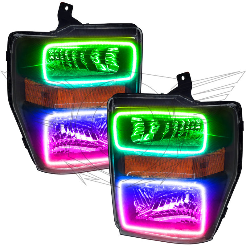 Oracle Lighting 2008-2010 Ford F-250/350 Superduty Pre-Assembled LED Halo Headlights - (Black Housing) (7190-001, 7190-330, 7190-333, 7190-334, 7190-335, 7190-504) (214316)