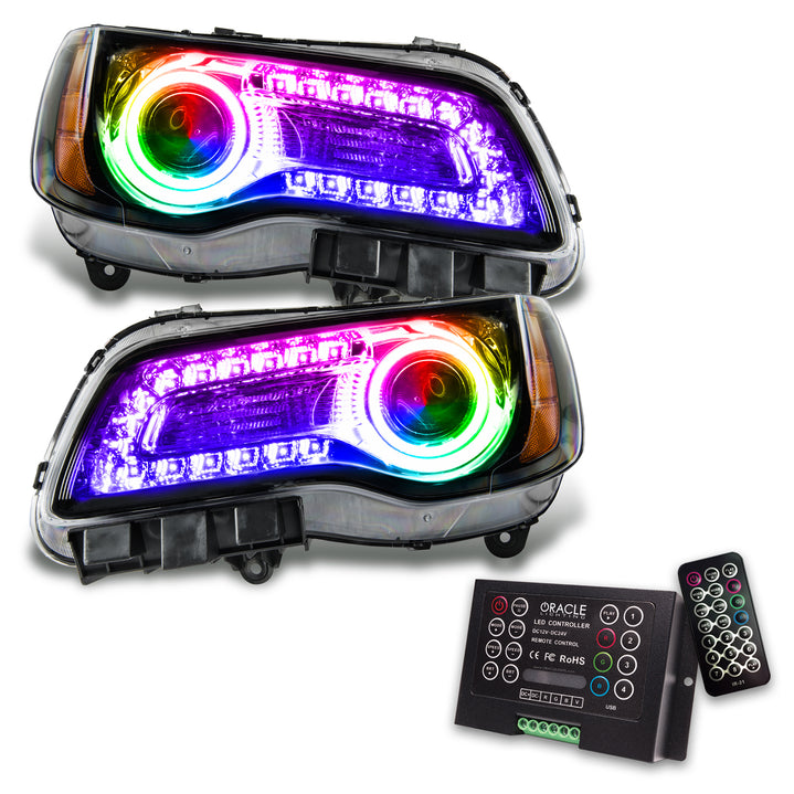 Oracle Lighting 2011-2014 Chrysler 300C Non-HID Pre-Assembled LED Halo Headlights w/ColorSHIFT® DRL - (Black Housing) (7731-330, 7731-333, 7731-334, 7731-335, 7731-504) (214459)