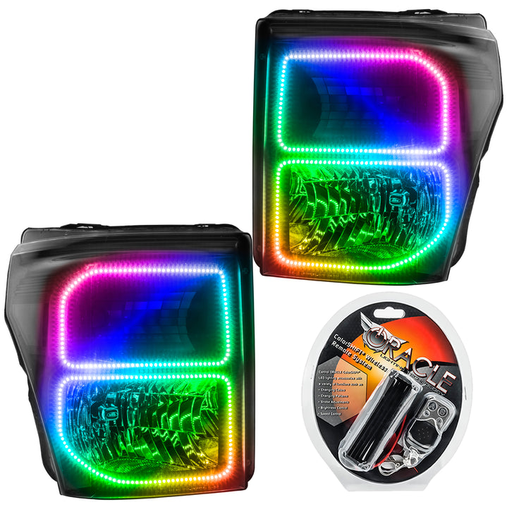Oracle Lighting 2011-2016 Ford F-250/350 Superduty Pre-Assembled LED Halo Headlights - (Black Housing) (8159-001, 8159-330, 8159-333, 8159-334, 8159-335, 8159-504) (214646)