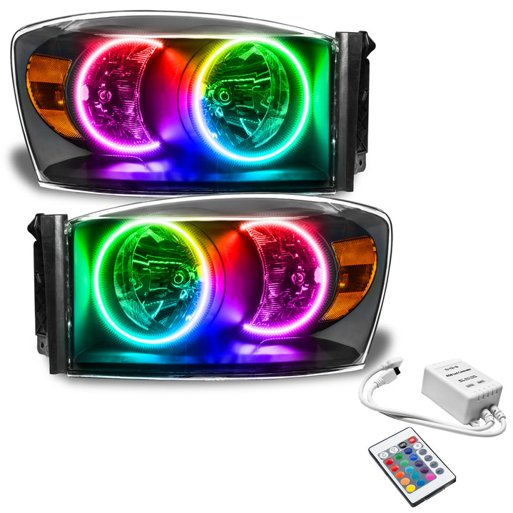 Oracle Lighting 2007-2008 Dodge Ram Pre-Assembled LED Halo Headlights - (Black Housing) (8187-001, 8187-330, 8187-333, 8187-334, 8187-335, 8187-504) (214807)