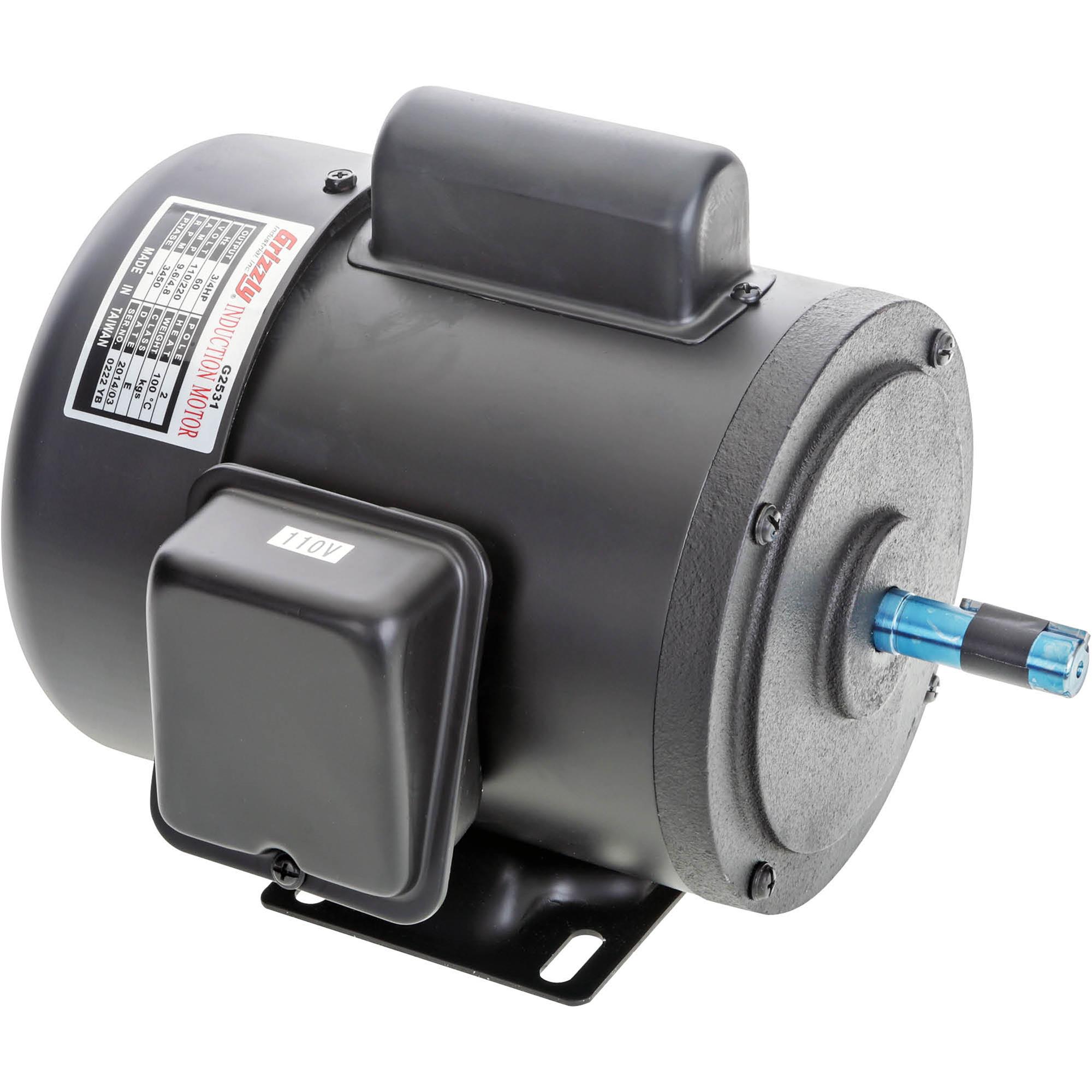 Grizzly Industrial Heavy-Duty Motor 3/4 HP Single-Phase TEFC 110V/220V (G2530, G2531) (237278)