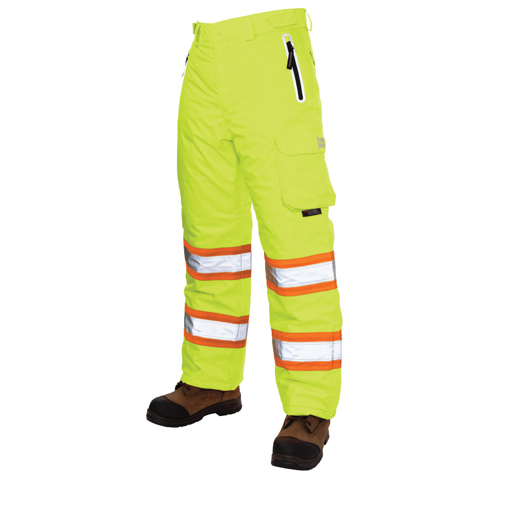 Tough Duck Men's Pull-On Ripstop Technical Waterproof Snow Pants (SP081) - Fluorescent Green - M
