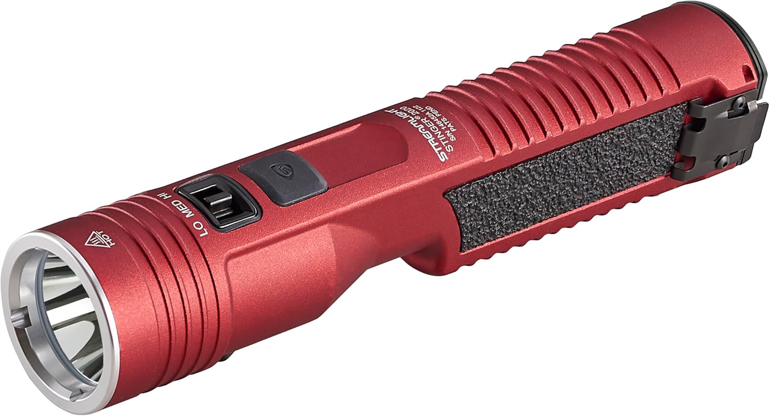STREAMLIGHT Stinger 2020 S 2000 Lumens 120V AC/12V DC Red Rechargeable Flashlight with PiggyBack Charger (78221)