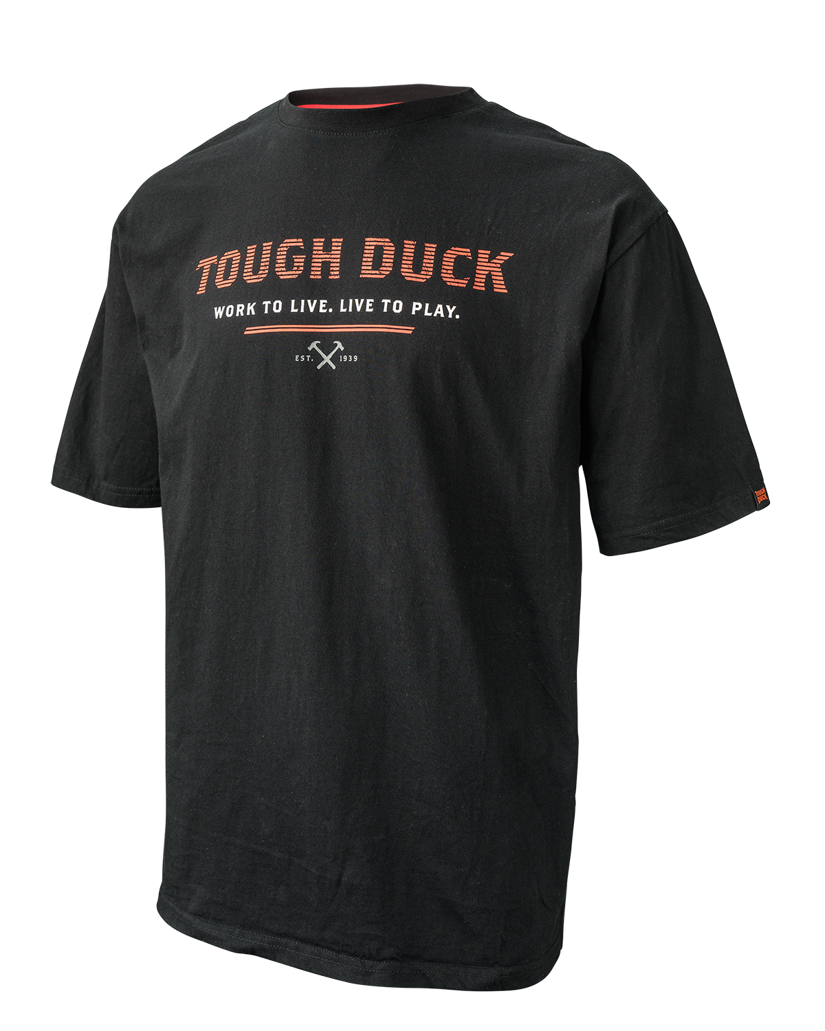 Tough Duck Men's Rib-Knit Crew Neck Collar Logo T-Shirt (WT081, WT082) (204795)